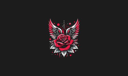 red rose flowers with wings vector artwork design