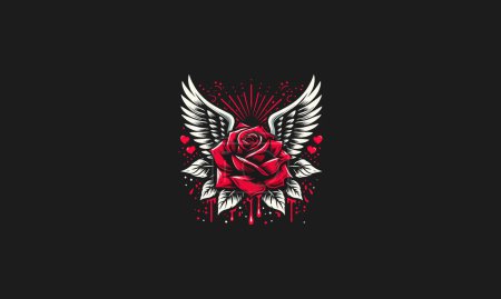red rose flowers with wings vector artwork design