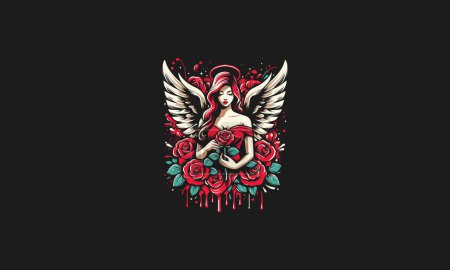 Engel Frauen mit roter Rose Vektor Artwork Design