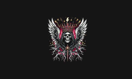 angel of death wearing crown and lightning vector artwork design
