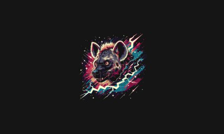 Illustration for Head hyena on galaxy lightning vector artwork design - Royalty Free Image