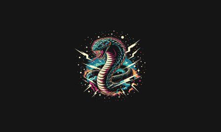 king cobra roar on galaxy lightning vector artwork design