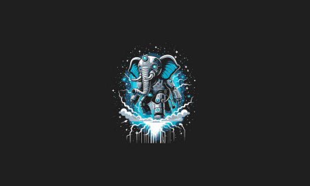 Illustration for Elephant robot lightning background vector design - Royalty Free Image