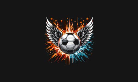 Téléchargez les illustrations : Ballon de football avec des ailes et des flammes conception vectorielle foudre - en licence libre de droit