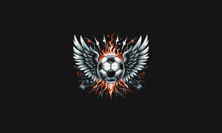 soccer ball with wings and flames lightning vector design