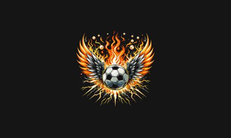 Fußball mit Flügeln und Flammen Blitzvektordesign