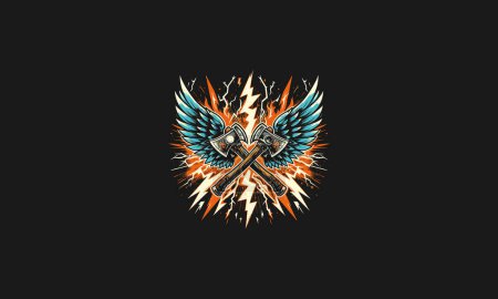 Illustration for Ax with wings flames and lightning vector design - Royalty Free Image