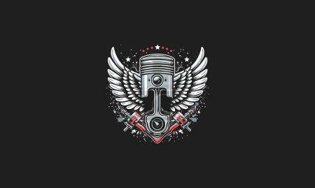 piston with wings vector illustration flat design