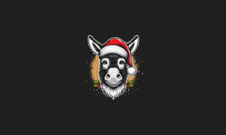 head donkey wearing hat santa vector mascot design