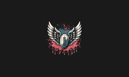 Illustration for Rugby ball with wings vector mascot design - Royalty Free Image