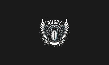 Illustration for Rugby ball with wings vector mascot design - Royalty Free Image
