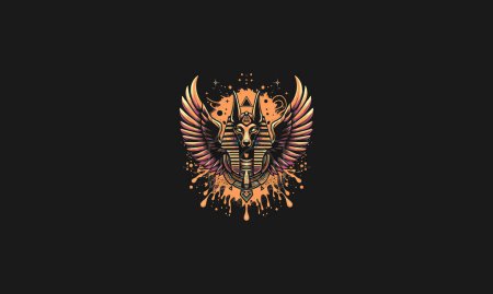 Ilustración de Anubis con alas vector ilustración mascota diseño - Imagen libre de derechos
