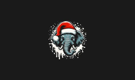 Kopf-Elefant mit Hut Weihnachtsmann Vektor Maskottchen-Design