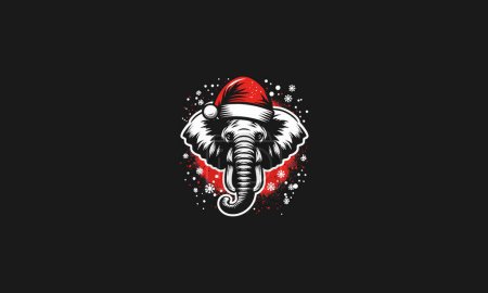 head elephant wearing hat santa vector mascot design
