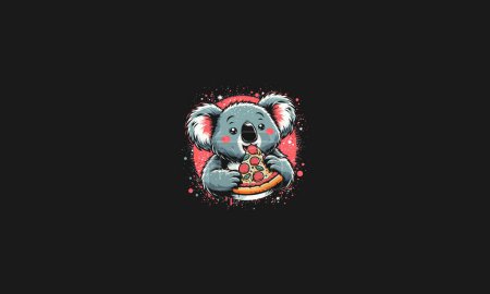 koala eat pizza vector mascot design