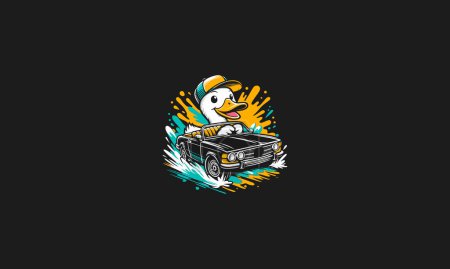 duck riding car vector illustration flat design