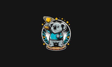 koala raises the trophy vector illustration mascot design