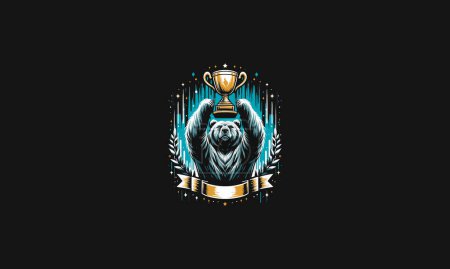 the bear raises the trophy vector artwork design