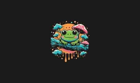 frog on big tree vector illustration artwork design