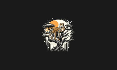 leopard on tree vector illustration flat design