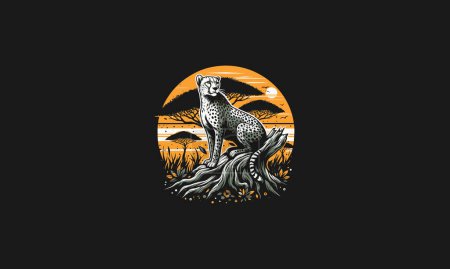 leopard on tree vector illustration flat design