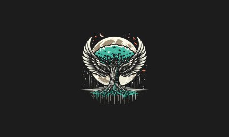 Illustration for Big tree with wings vector flat design - Royalty Free Image