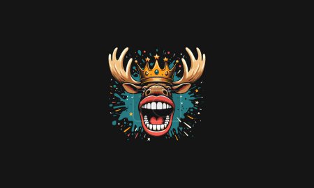 head moose wearing crown vector illustration design