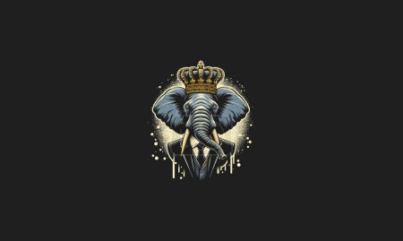elephant wearing crown and suite vector mascot design