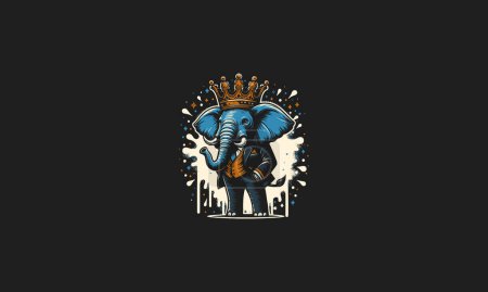 conception de mascotte de éléphant portant la couronne et la suite vectorielle