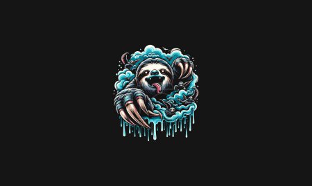 sloth angry on cloud vector illustration artwork design