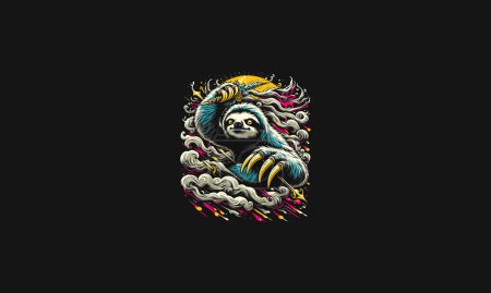 sloth angry on cloud vector illustration artwork design