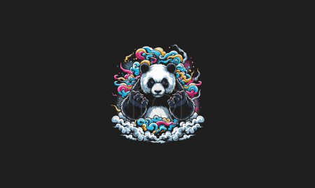 Panda wütend auf Flammen und Rauchvektordesign
