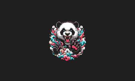 panda angry with flames and smoke vector design