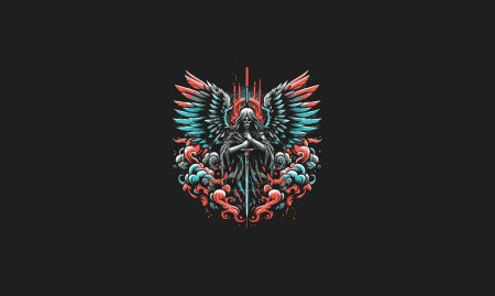ángel de la muerte con alas grandes vector diseño de obras de arte