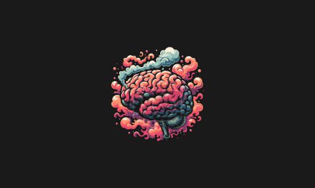 cerveau sur fumée vecteur polychrome illustration design