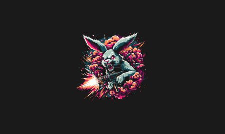 rabbit angry with smoke vector illustration design