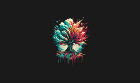 big tree full color vector illustration artwork design