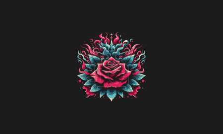 rote Rose Blumen auf Rauch Vollfarb Vektor Artwork Design