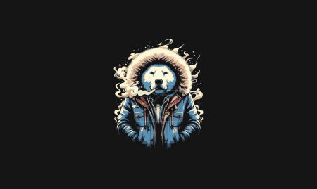 polar wearing jacket snow vector illustration mascot design