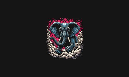 elefante enojado con el diseño de ilustración de vectores de humo