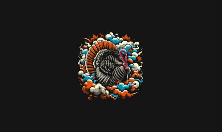 turkey with smoke vector illustration artwork design