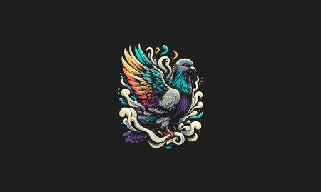 Illustration for Pigeon flying vector illustration artwork design - Royalty Free Image