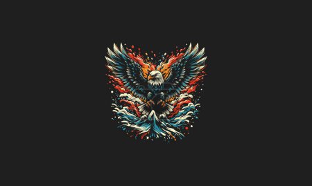 Illustration for Flying eagle on cloud vector artwork design - Royalty Free Image