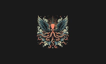 Illustration for Octopus with wings vector illustration artwork design - Royalty Free Image