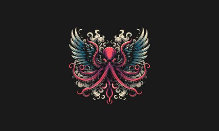 Illustration for Octopus with wings vector illustration artwork design - Royalty Free Image
