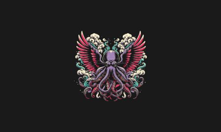 octopus with wings vector illustration artwork design