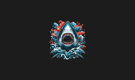 cabeza tiburón enojado vector ilustración diseño de obras de arte