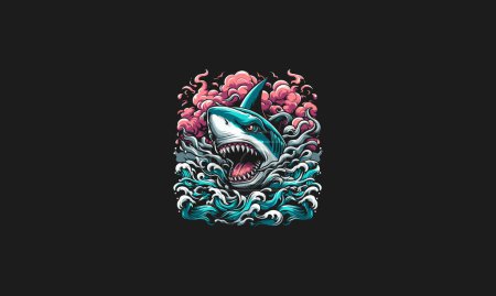 Illustration for Head shark angry vector illustration artwork design - Royalty Free Image