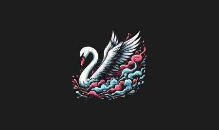 swan on cloud vector illustration artwork design