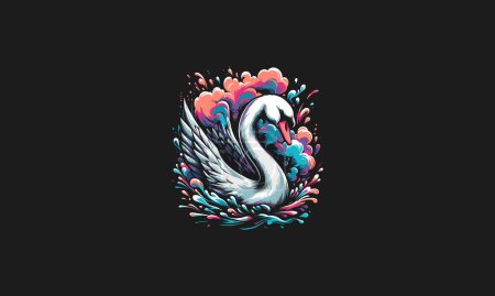 swan on cloud vector illustration artwork design